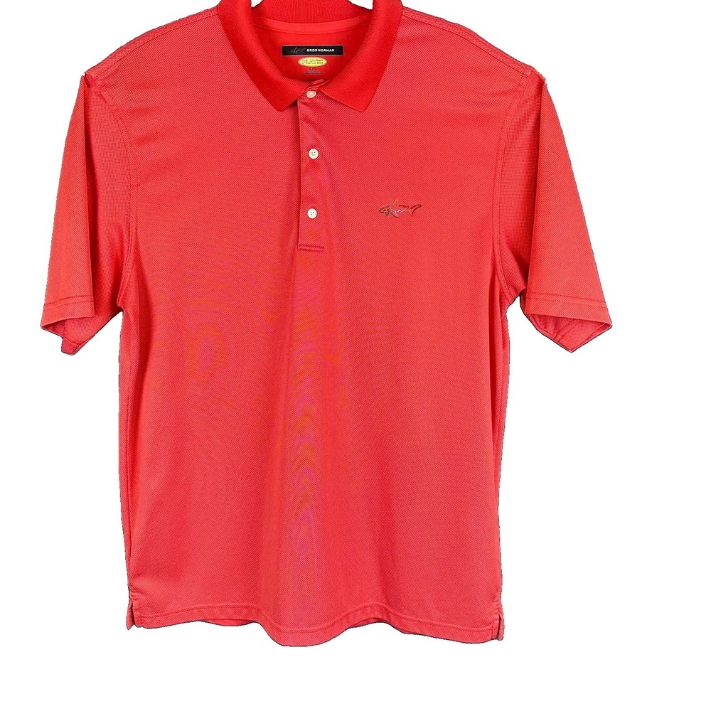 Greg Norman Red/Coral colored men's polo shirt L with Embroidered Logo